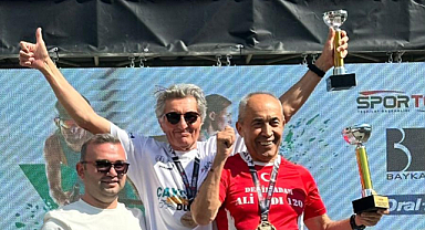 75 yaş üstü kategoride birinci olan milli sporcu Ali Bıdı Türkiye Kupası sahibi oldu